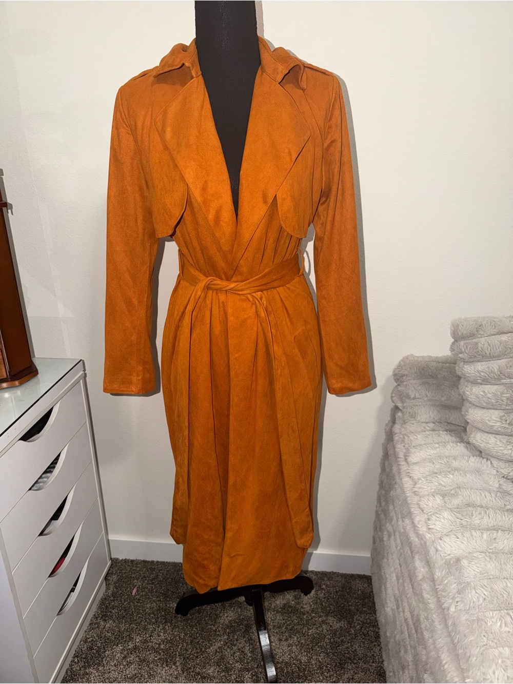 Women's Trench Coat in Burnt Orange Size Small